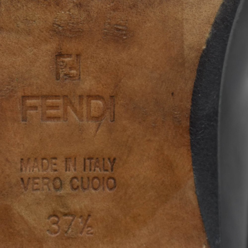 FENDI: Black, Patent Leather & Logo Tall Boots - Picture 11 of 11